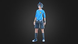 Anime Blueboy indonesia, character, game, blender, lowpoly, anime