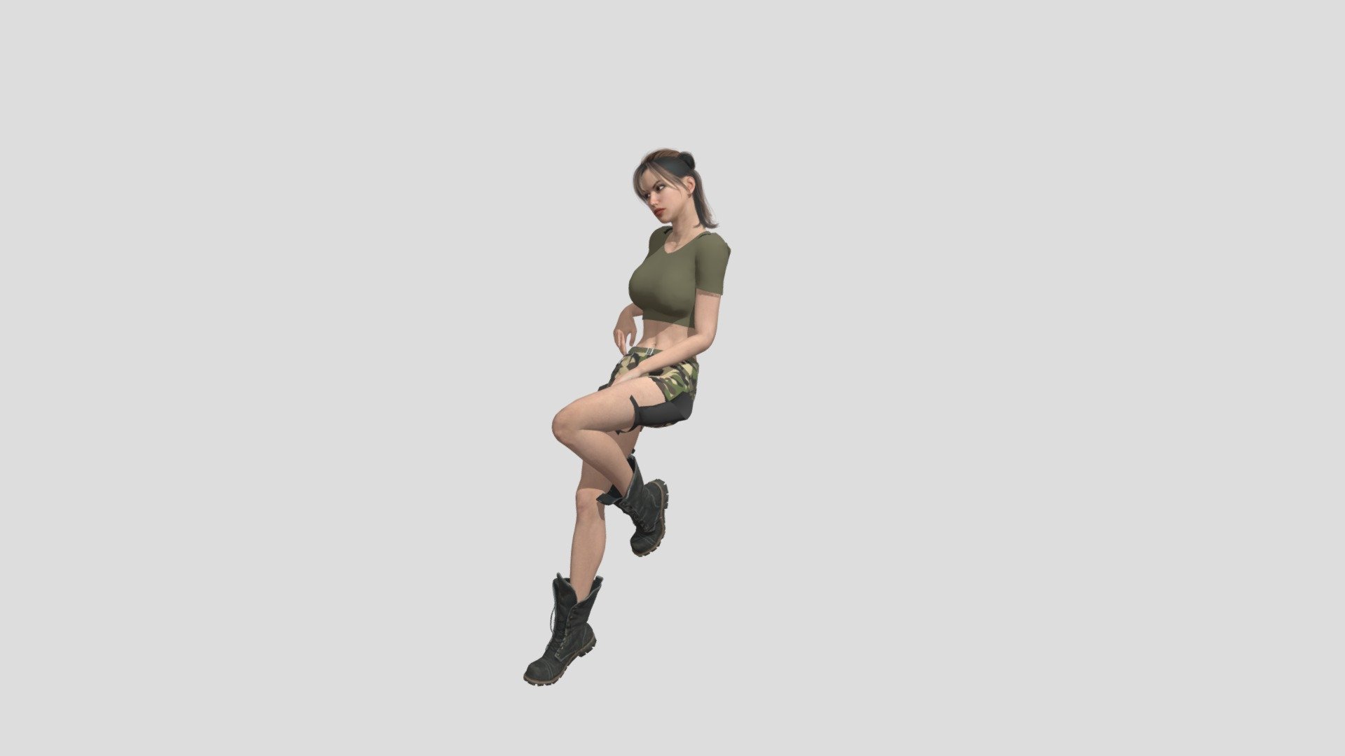 Lara Croft sitting pose 3d model