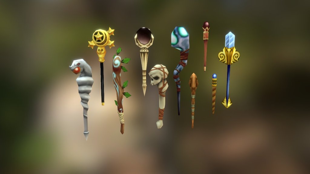 Weapons created for the mobile MMO, Arcane Legends - Sorceror Weapons - 3D model by Jiovanie Velazquez (@Jiovanie) 3d model