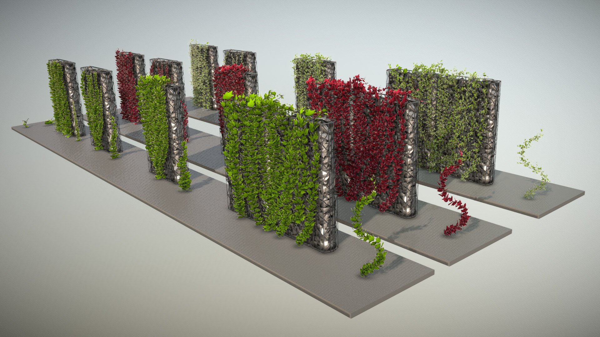 Here are some more variations and I improved the ivy vines.

 - Vines - Climbing Plants (WIP-5) - 3D model by VIS-All-3D (@VIS-All) 3d model