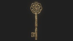 Old Key key, prop, medieval, old, propdesign, gold, gameready