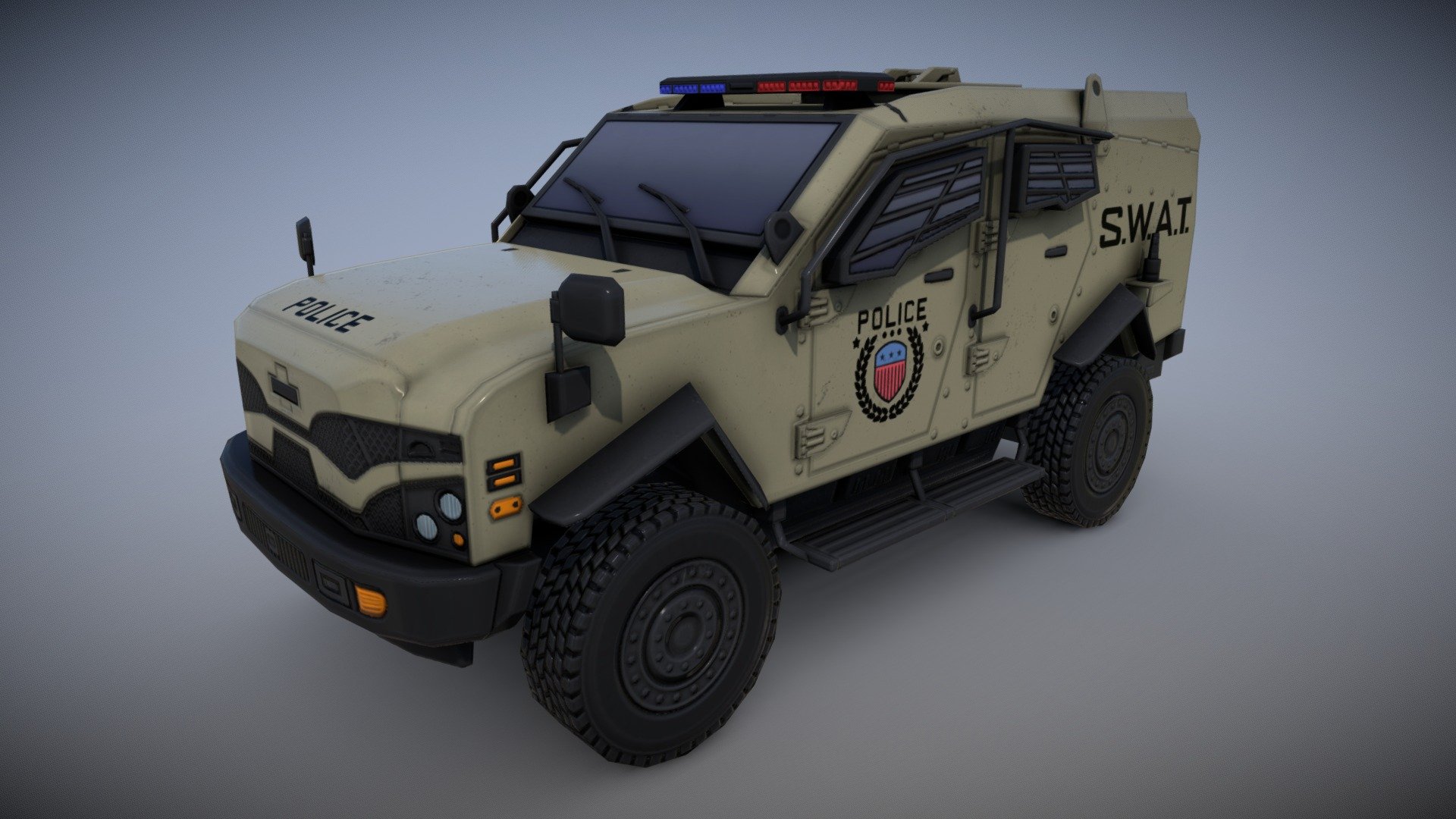 Oshkosh Sand Cat SWAT (DUST)
Low-Poly model for the game and VFX

Want to buy a model? Write to DBrepair@yandex.ru - Oshkosh Sand Cat SWAT (DUST) - 3D model by TSB3DMODELS 3d model