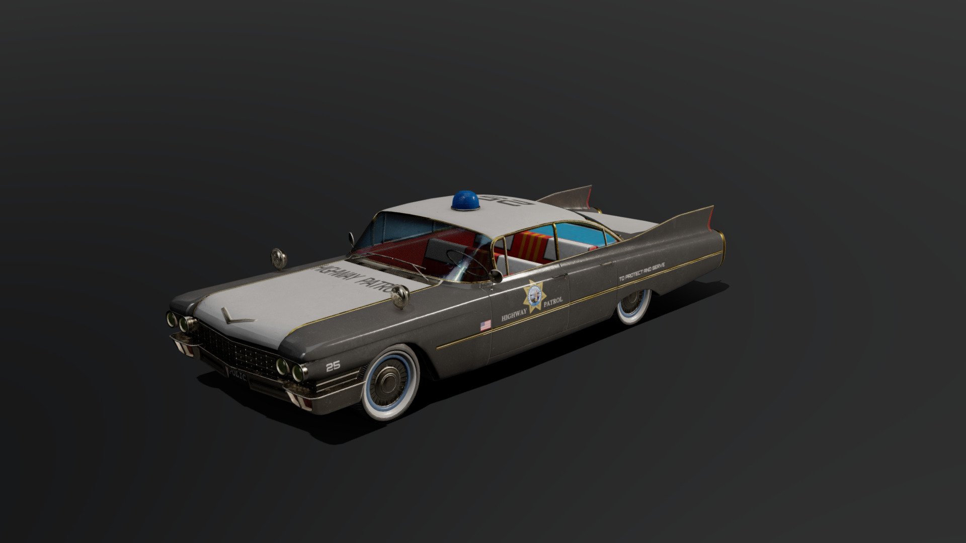 Toy car of the Highway Patrol. Model Cadillac 1960 3d model