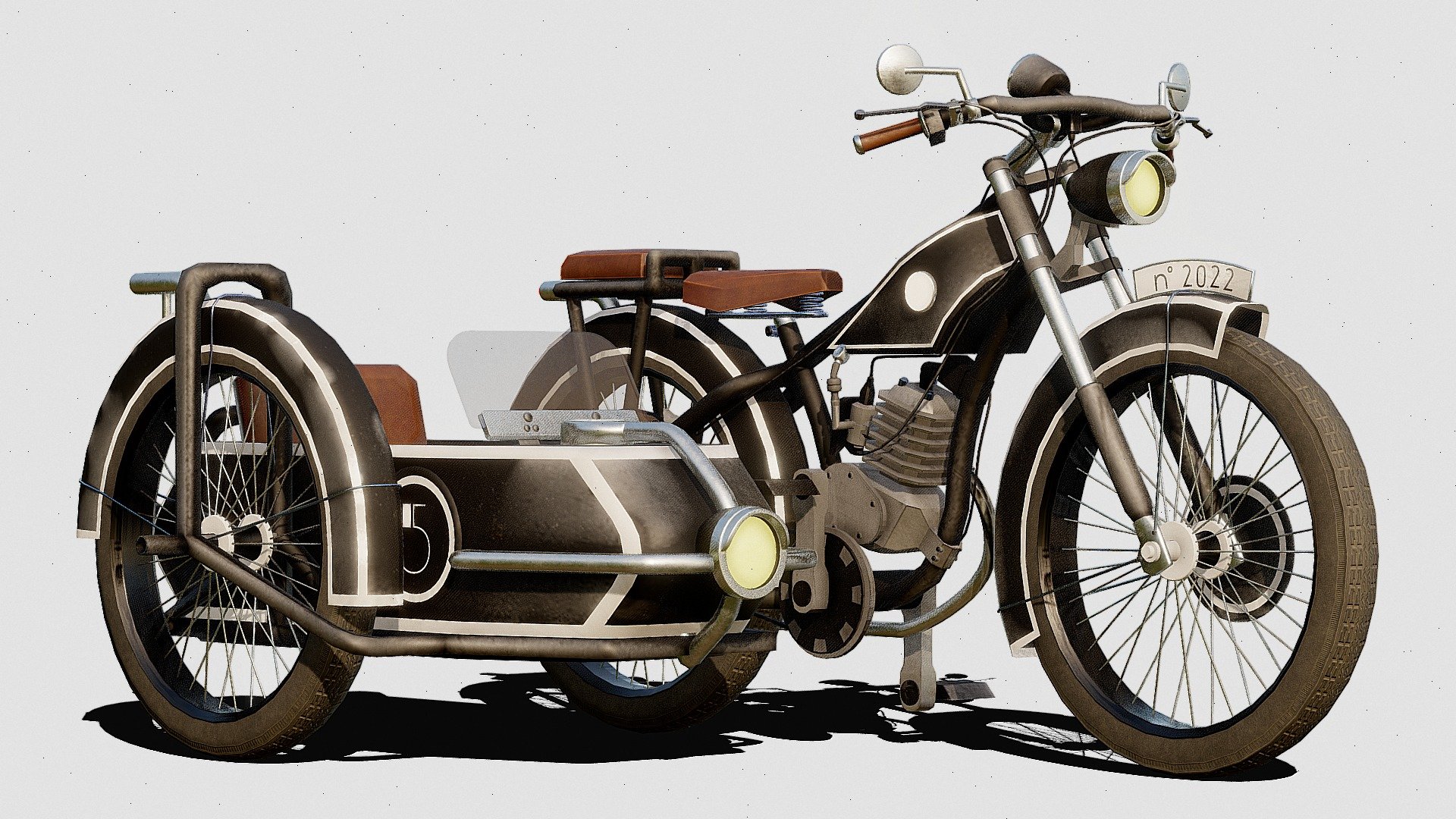 NOW WITH SIDE CAR AND TEXTURIZED

My fisrt 3D bike ever&hellip; Buld with 80cc 2Troke Engine

Base on Pre-War bike!

Bike and SideCar are separable! - Morellete - Retro Bike 80cc - SideCar - Buy Royalty Free 3D model by Scuderia Morello (@scudmorello) 3d model