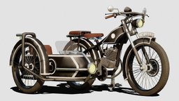 Morellete bike, ww2, vintage, retro, motorcycle, classic, old, ww1, sidecar, texturized, cycles