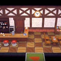 The Roost Café scene, room, fanart, cafe, videogame, nintendo, colorful, crossing, roost, animal, interior