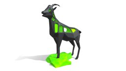 Voronoi Goat Rock green, sculpt, goat, cute, voronoi, toy, future, polygonal, neon, print, printable, 3dprint, lowpoly, low, poly, futuristic, animal, polygon