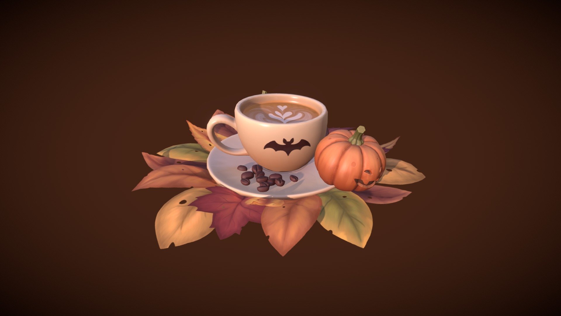 A nice latte ready for Halloween 3d model