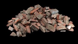 [REMAKE] -Heap of construction old debris bricks b3d, brick, retopology, debris, remake, photogrametry, rubble, photoscan, architecture, lowpoly, gameasset