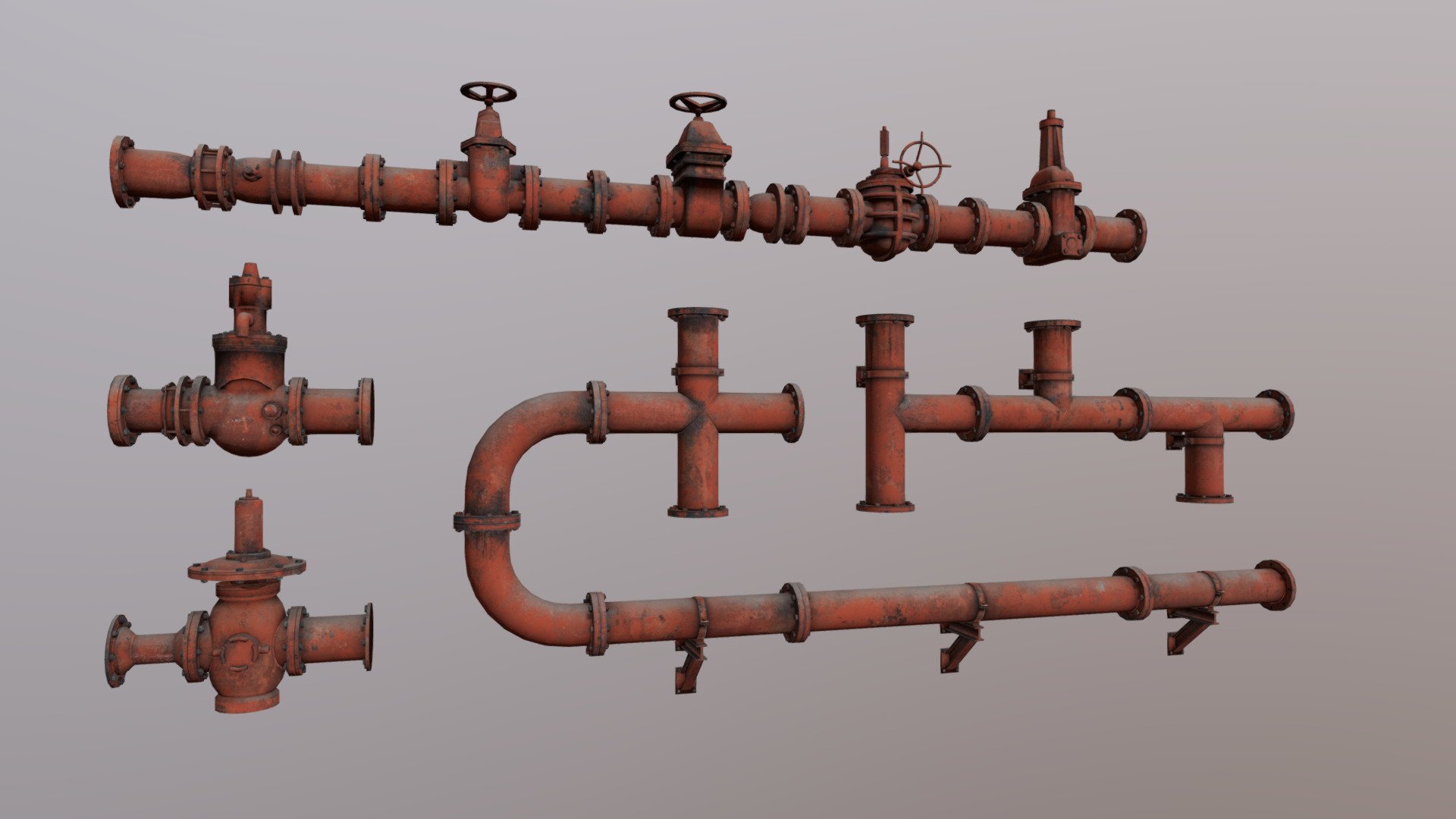 3D Pipes
The pack has highly detailed pipes ready for use in your project. Just drag and drop prefabs into your scene and achieve beautiful results in no time. Available formats FBX, 3DS Max 2017



We are here to empower the creators. Please contact us via the [Contact US](https://aaanimators.com/#contact-area) page if you are having issues with our assets. 




The following document provides a highly detailed description of the asset:
[READ ME]()




Includes 3 sets of textures with 4 materials:



● Diffuse

● Gloss

● Normal

● Specular
 - Low Poly Pipes 2 Pack - Buy Royalty Free 3D model by aaanimators 3d model