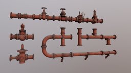 Low Poly Pipes 2 Pack kit, valve, steampunk, pipe, gas, sewer, oil, pump, set, garage, transport, architectural, basement, tube, petrol, industry, network, natural, collection, chemical, fuel, water, station, pipeline, refinery, plumbing, liquid, industrialdesign, kitbash, pumping, elbow, networks, industrial-heritage, industrial-building, lables, hydrolic, architecture, steam, textured, "engineering", "construction", "industrial"