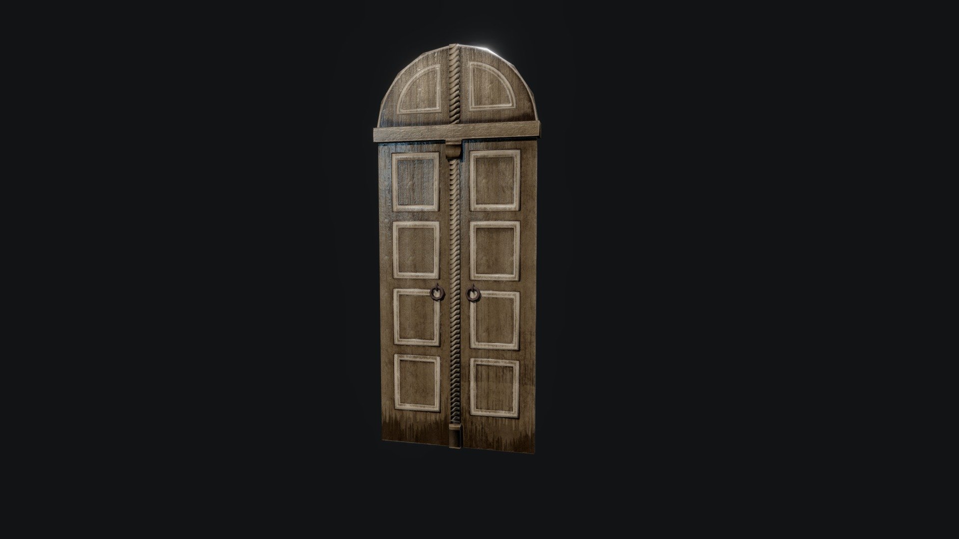 A low poly wooden double door with some insets, an upper arch and a spiral centre. Includes animations. Buy here for $2.50: CGTrader - Door - Buy Royalty Free 3D model by Owlish Media (@nataliekirk) 3d model