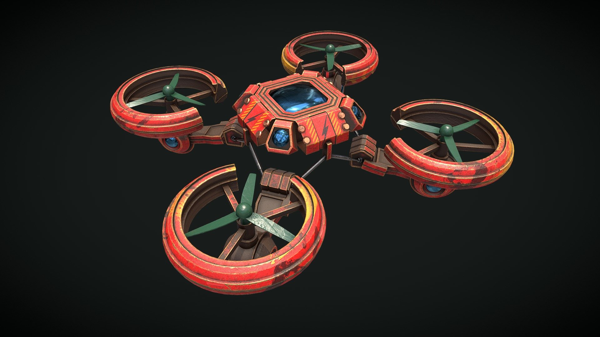 Made in Blender and textured in Substance painter
Includes 2x set of 4k textures - Quadrocopter Drone - animated - Download Free 3D model by Vetech82 3d model