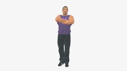 Gymguy In violet gym shirt 0767 style, shirt, people, clothes, miniatures, realistic, athlete, sportsman, character, 3dprint, model, man