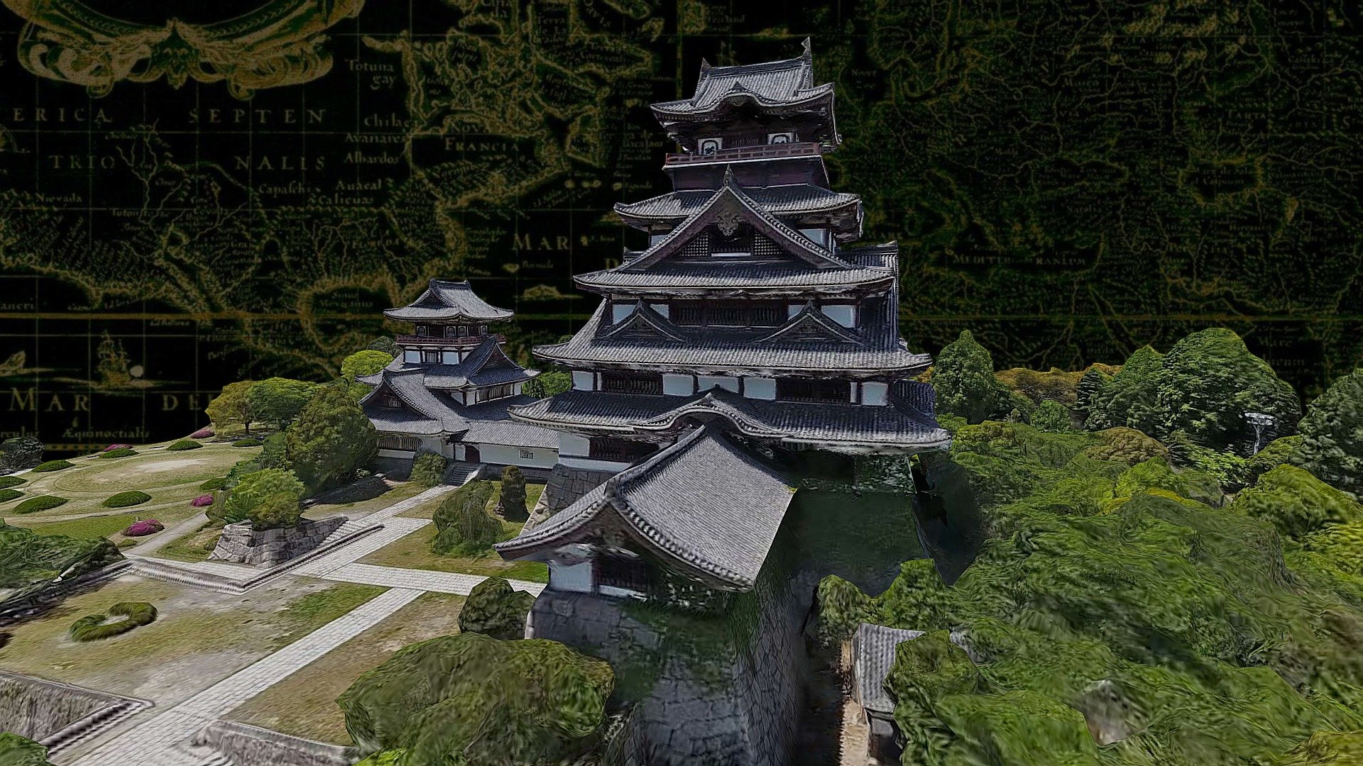 From video source.
Fushimi Castle (伏見城 Fushimi-jō), also known as Momoyama Castle (桃山城 Momoyama-jō) or Fushimi-Momoyama Castle, is a castle in Kyoto's Fushimi Ward. The current structure is a 1964 replica of the original built by Toyotomi Hideyosh.
The construction of the original castle was begun in 1592, the year after Hideyoshi's retirement from the regency, and completed in 1594. Twenty provinces furnished workers for the construction, which numbered between 20,000 and 30,000 - Fushimi Castle - 3D model by Raiz (@RaizVR) 3d model