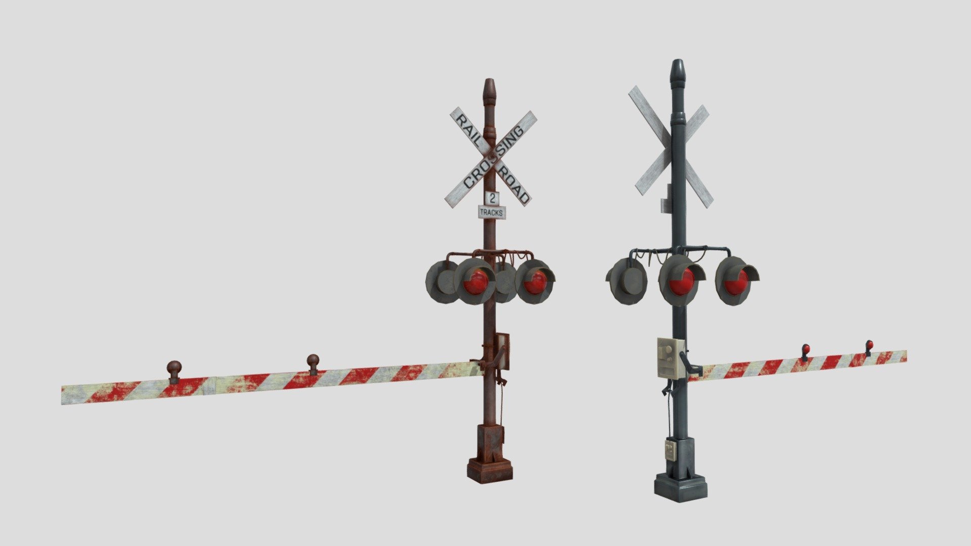 detailed, textured model. with 4k textures this includes clean and rusty textures model is well modeled, uv unwrapped and game ready - Railroad Crossing Gate with pbr textures - Buy Royalty Free 3D model by topchannel1on1 3d model