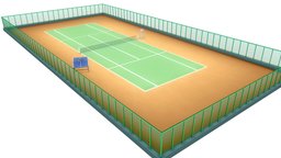 Anime Tennis Court court, sports, competition, tennis, outdoors, tenis, vibrant, excitement, anime, sport, spectators