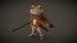 Sir Frog armor, frog, snes, cape, chronotrigger, susbtancepainter, maya, zbrush, sword, fantasy, shield, knight, sirfrog