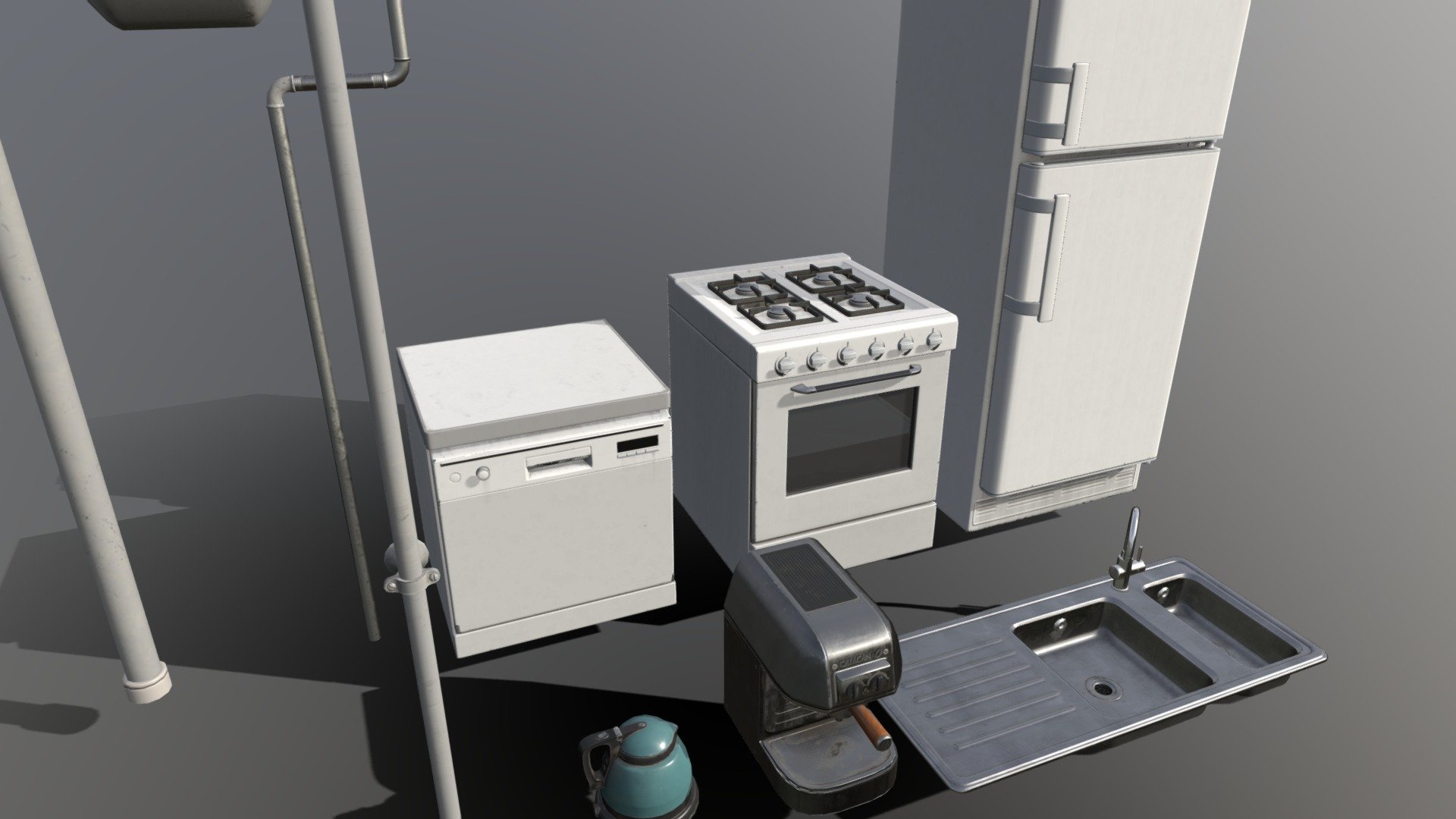 Kitchen appliance assets built for an old personal project. 
Beware that parts of some of the assets are mirrored to save texture space. A second uv-set is used for non-mirrored details (and AO textures etc..)

These are part of a bigger kit. Please see: https://sketchfab.com/nkilstrup/collections/scandinavian-kitchen-kit-7abc790a7c744579801101d9c3655f37 - Kitchen Appliances - Download Free 3D model by Nicolai Kilstrup (@nkilstrup) 3d model