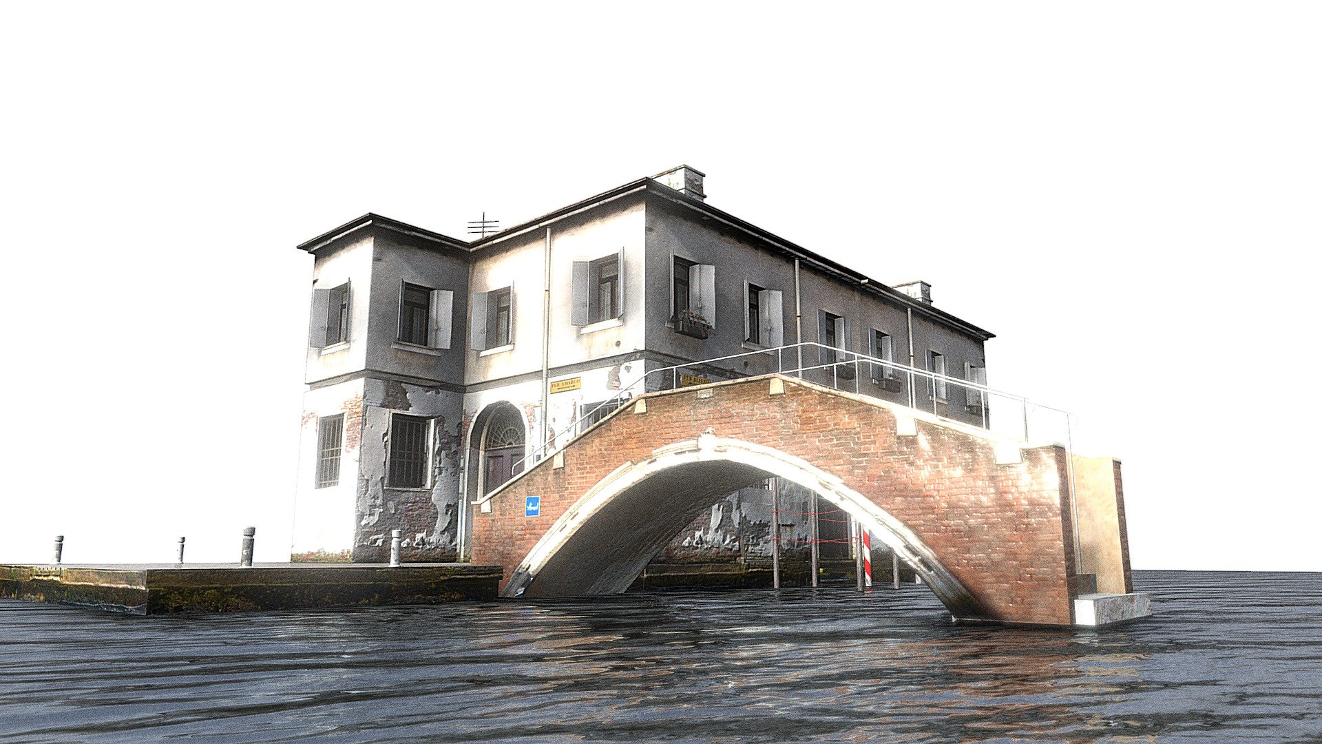 Venice Old Building with Bridge 3d Model - Venice Old Building - Buy Royalty Free 3D model by Omni Studio 3D (@omny3d) 3d model