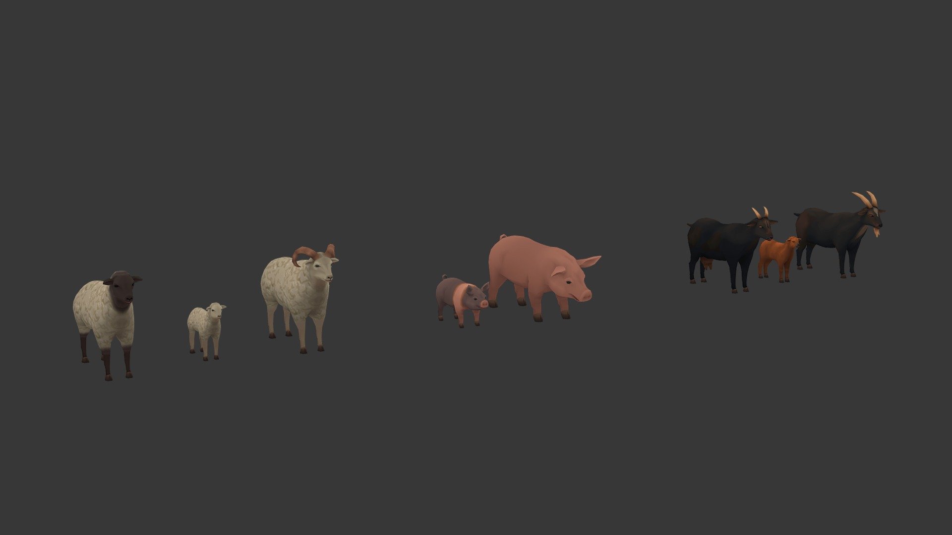 Animations included for quadrupedal animals 3d model