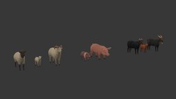 TOON Farm Animals (Quadrupeds) goat, cute, sheep, pig, ram, piglet, animal