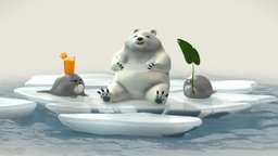 Sun Bath Scene bath, sun, cinema-4d, polar-bear, pixlogic-sculptris
