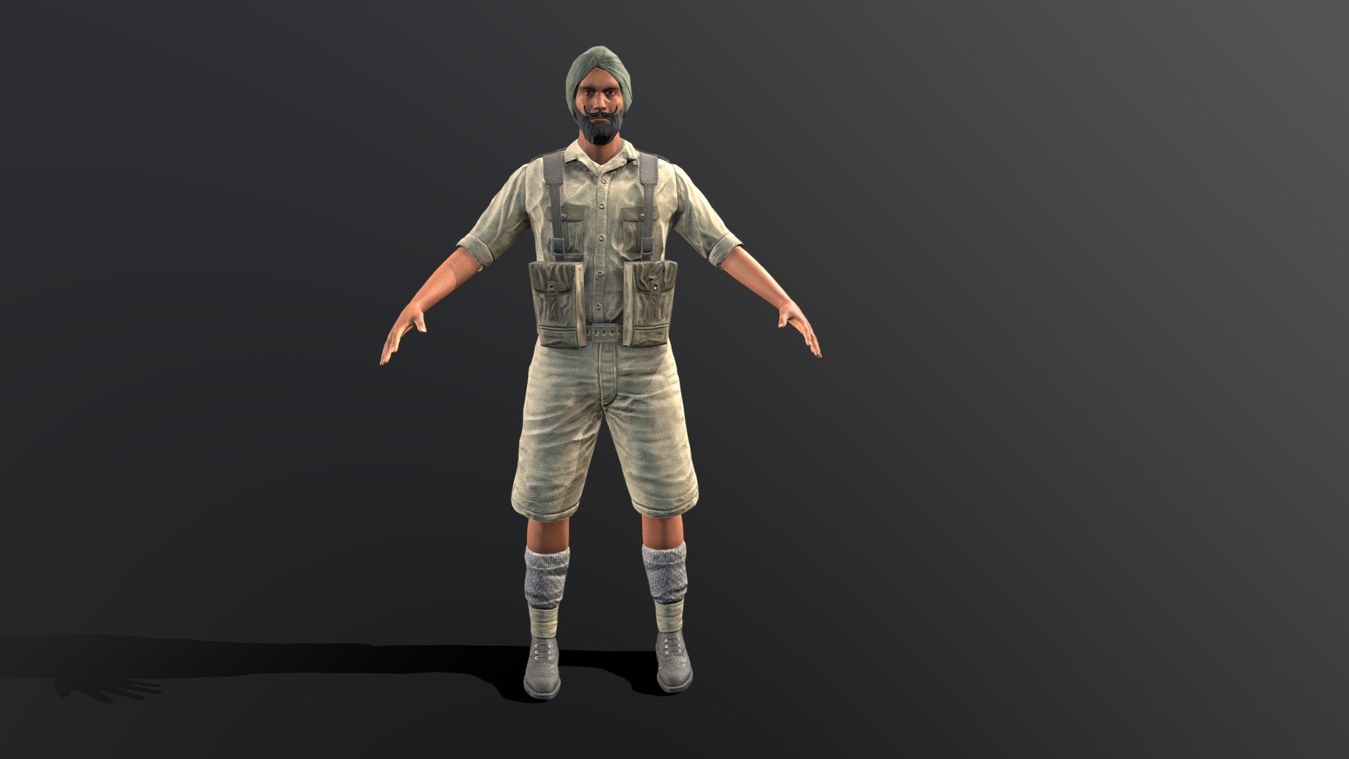 Sikh soldier - 3D model by Alekv 3d model