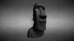 Moai (replica) 3d-scan, island, easter, pacific, mythology, carved, polynesia, cultural-heritage, oceanic, man, stone, sculpture
