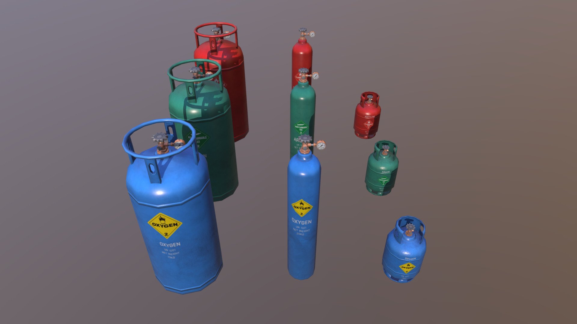 Gas cylinder probs for mobile games 3d model