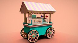 Candy Shoppe cart, candy, scales, lollipop, muffins, wrapper, cupcakes, low-poly, shop, chocolate-box