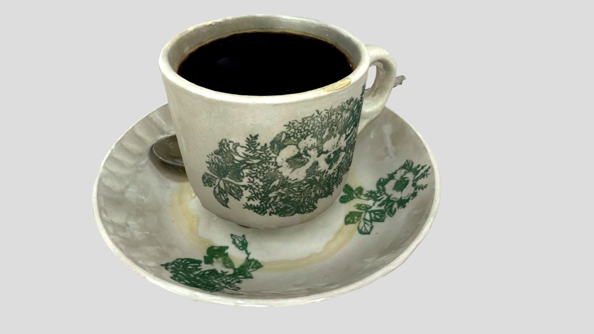 Coffee in 70s/80s coffee cup. Nostalgic 3d model