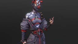 Kunoichi japan, ninja, kunoichi, woman, character, stair, game, lowpoly, female, stylized