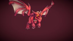 Stylized Small Drake flying, rpg, lizard, critter, mmo, rts, drake, fbx, character, lowpoly, creature, stylized, animated, fantasy, dragon, magic