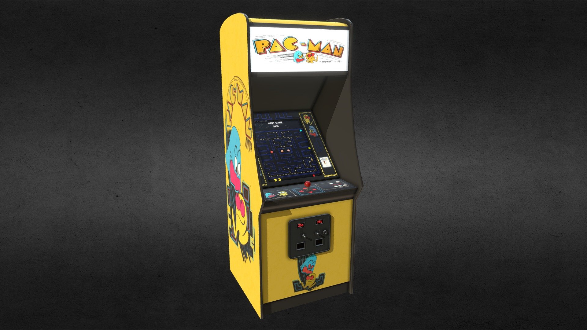 Sketchfab user zro7 brought me to the idea doing an arcade game. I loved the idea. After i was looking for some reference models i realized the most of them were just static, cool but static. I wanted to move something, so i searched for an easy game to animate and found pac man for this, hope u enjoy it :)

Apps: 3ds Max, Substance Painter, Gimp - Pacman Arcade + animation - Download Free 3D model by Daniel Brück (@daniel.brueck) 3d model
