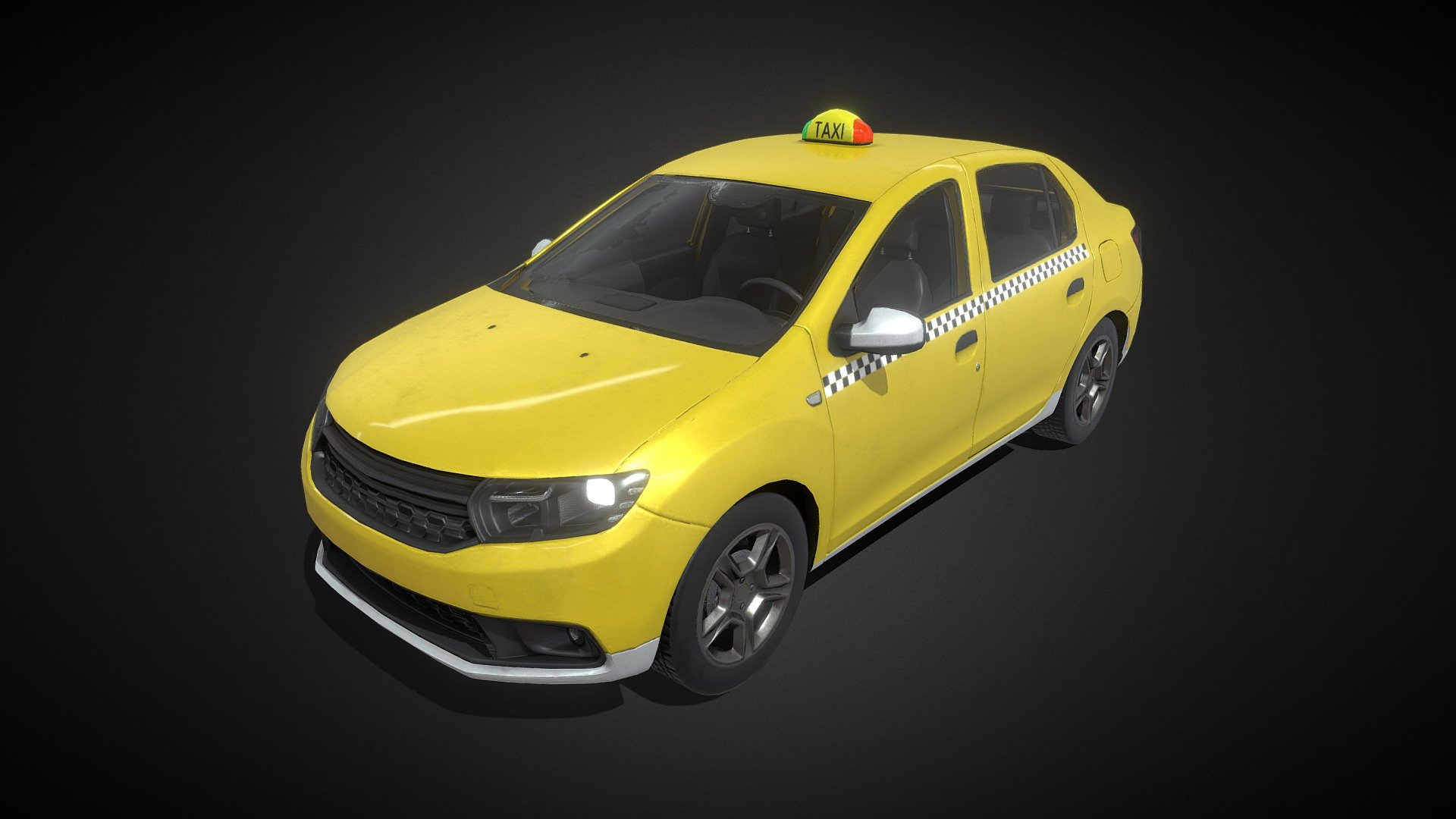 Low Poly PBR Taxi 3D Model inspired by dacia/renault logan - Taxi 2 - Buy Royalty Free 3D model by solid3d (@solidmodelsproject) 3d model