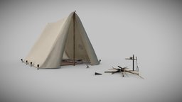 Camping Tent camp, blanket, fabric, bonfire, cup