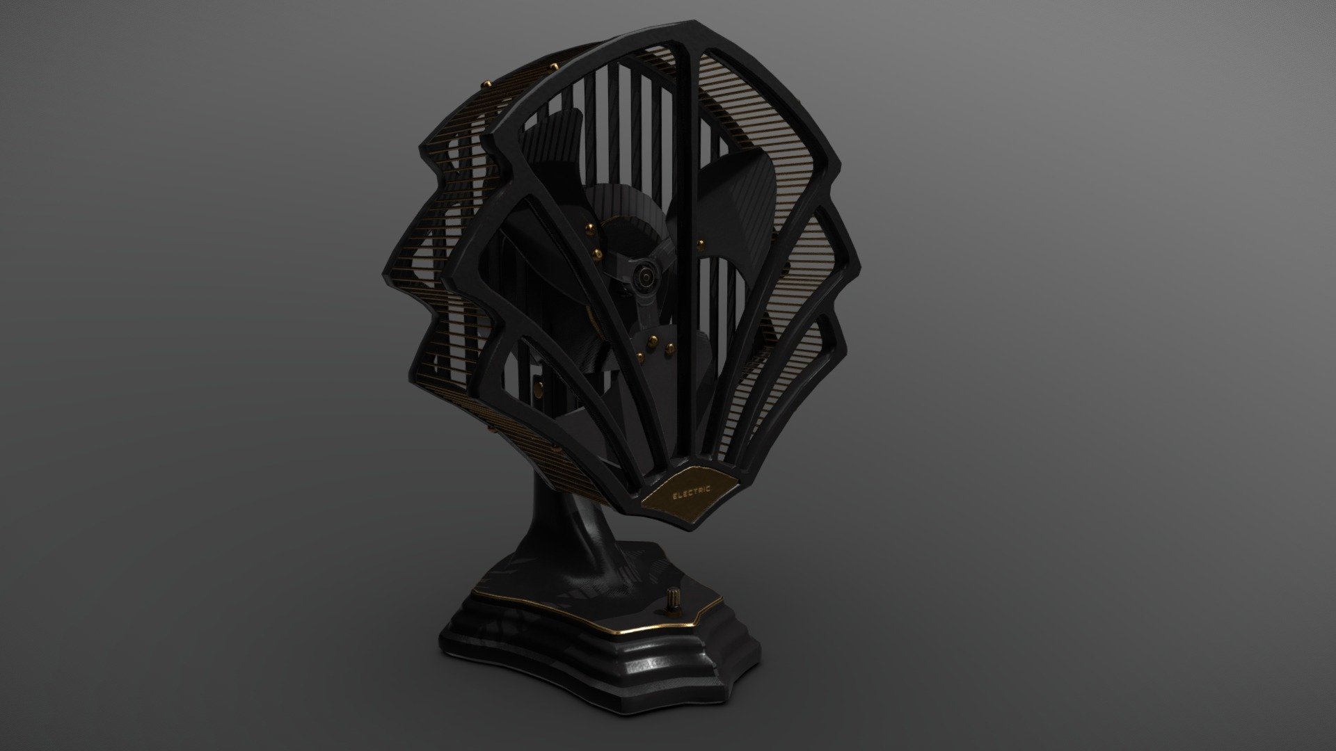 I swear this is my final time redoing this fan. After looking at it and finding some errors on the origional I went out of my way to completely fixing the topology and UV maps on it and put a little more effort in texturing it real quick with some gold accents that were popular for the time. This fan is heavily based on the Fitzgerald fan which itself is based off of an origional art-deco era fan 3d model