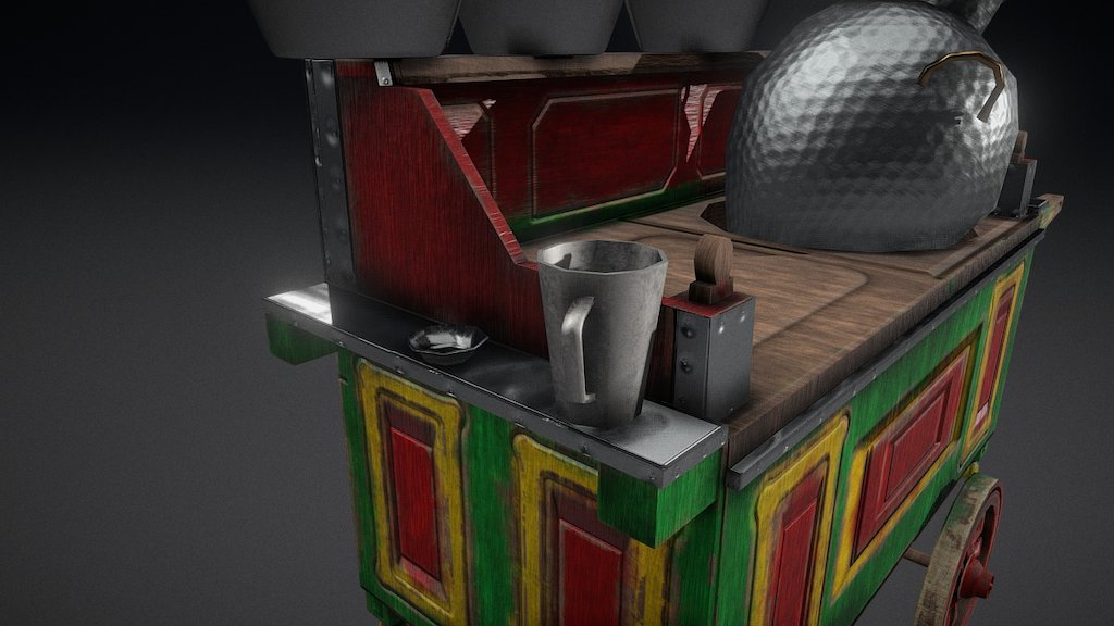 Modeled and UVed in 3ds max , very optimized and GameReady the whole model uses one mat only :D - Falafel Cart عربة فول - 3D model by Mohamed Salama (@g45u645) 3d model