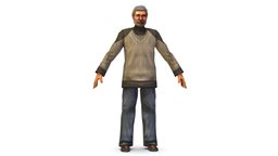a shabby old man in an old sweater and jeans white, agent, people, doctor, jacket, pants, guard, crazy, brown, shoes, worker, professor, jeans, glasses, old, sweater, casual, principal, personnage, oldman, teacher, investigator, detective, beggar, homeless, bum, low-poly-model, denim, shabby, lowpoly-gameasset-gameready, caucasian, veteran, man, human, male, person, casualwear, casual-wear, homeless-man, "pauper", "sanitarian", "pensioner"