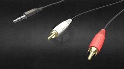 Audio cable stereo 3.5 mm Jack Plug RCA jack, stereo, mm, audio, plug, connector, 35, cable, rca, substancepainter, substance, cinch, noai