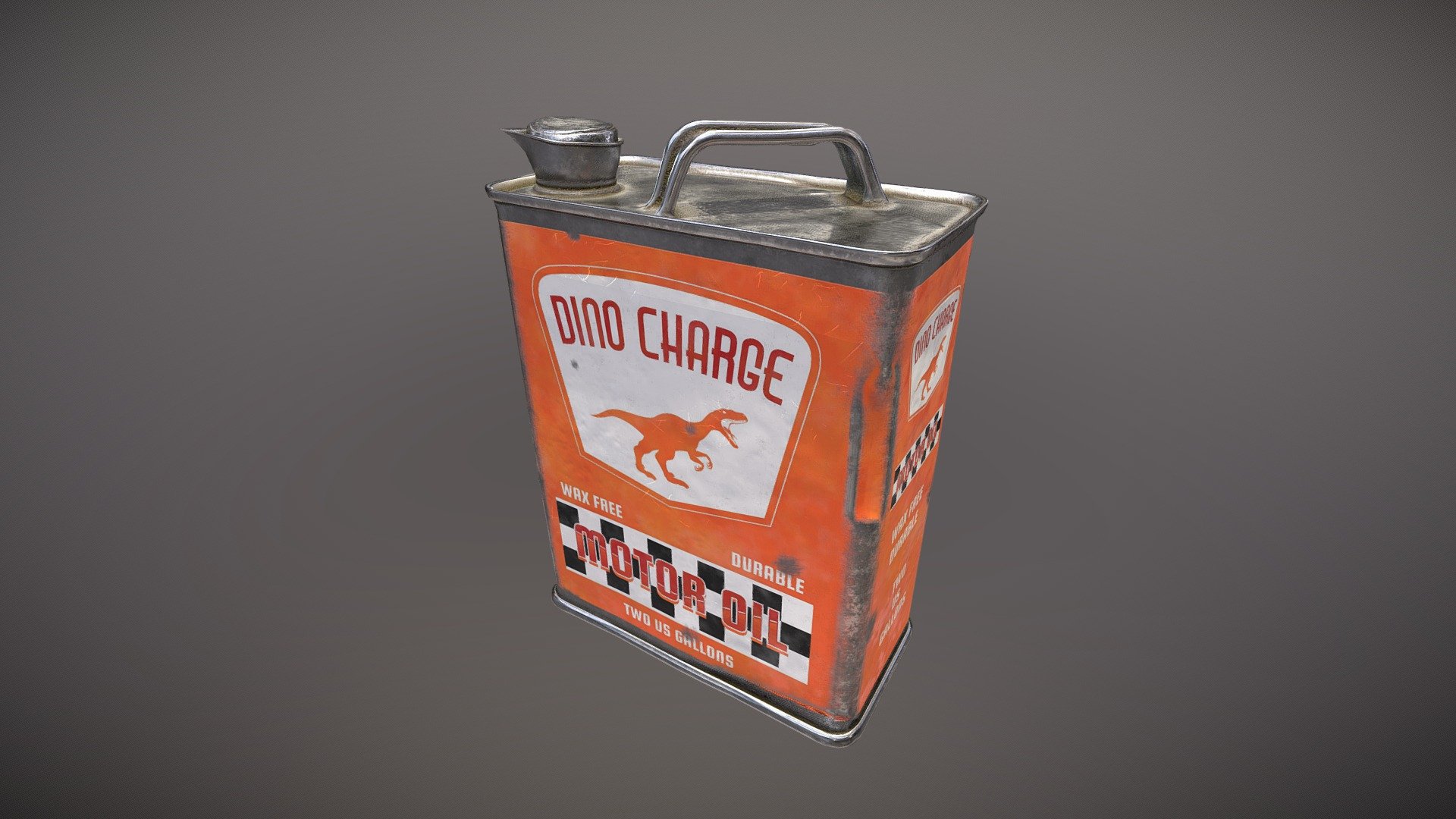 An old tin can of automotive engine oil. A little crumpled, a little scratched and a cute retro print 3d model