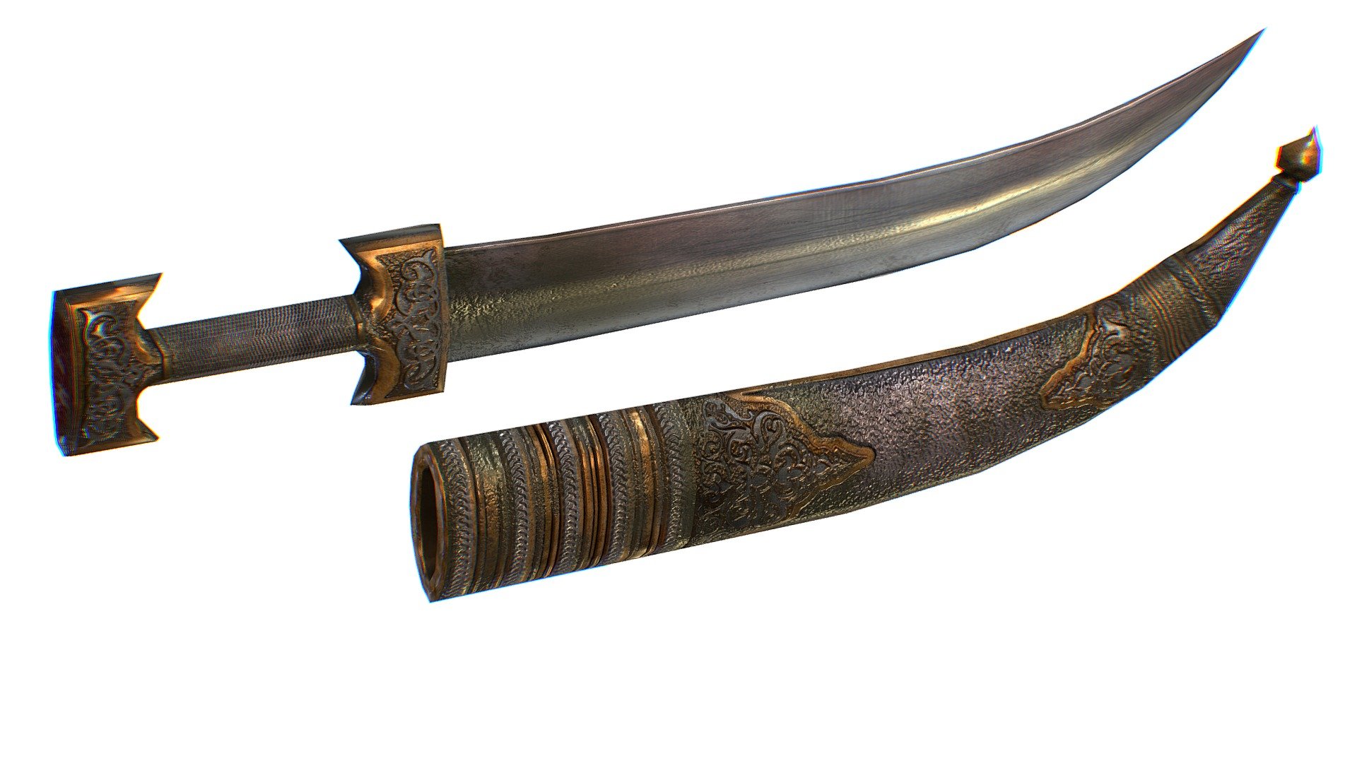 Persian Dagger Fighting Knife Af LowPoly model -1024x1024 textures, 3dsMaya file included 3d model