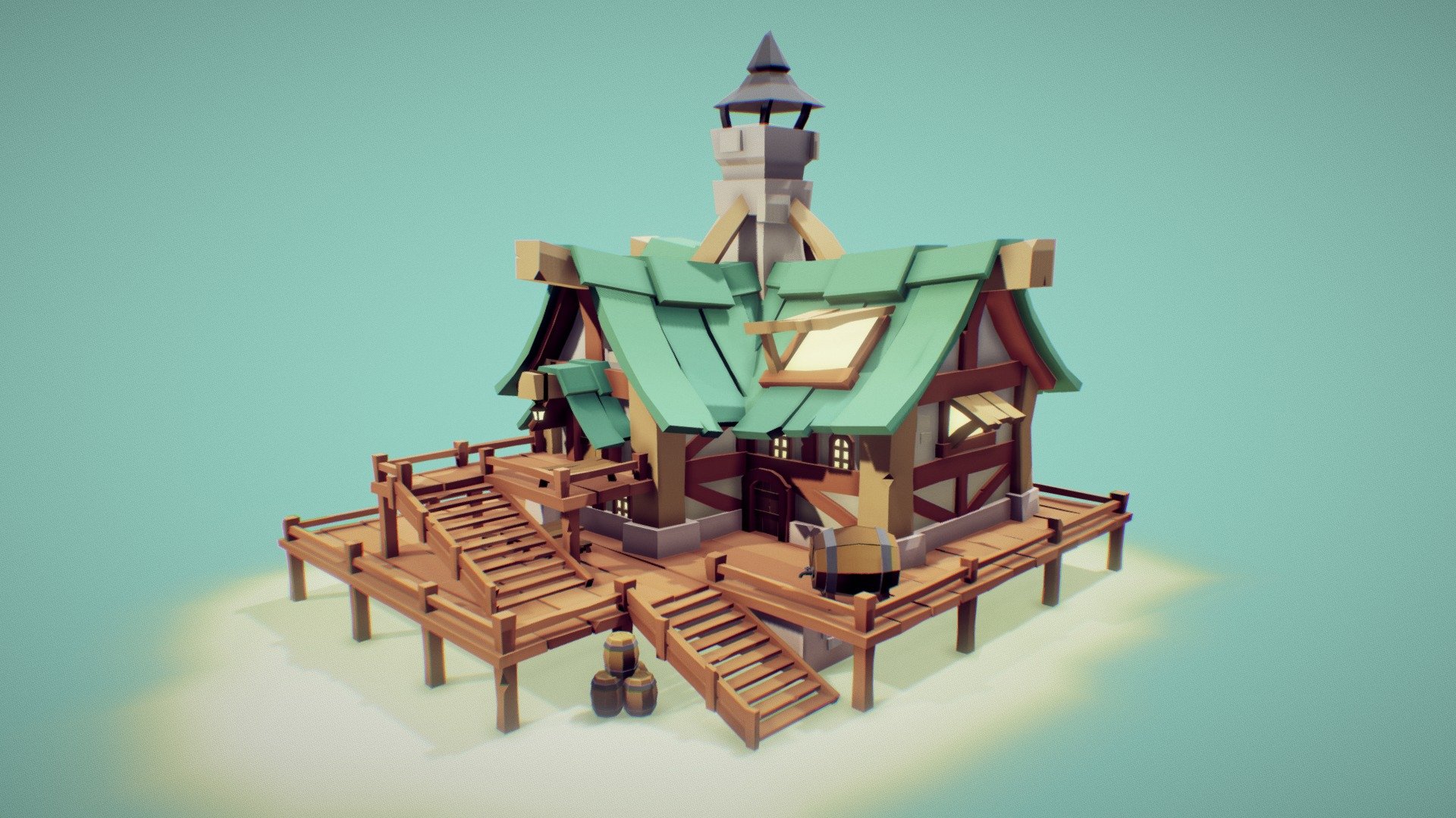Medieval Stylized Tavern made in Blender 2.8 for &ldquo;Guild Of Ascension
