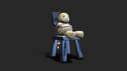teddy bear hostage toy, camber, teddy-bear, hostage, plastic-chairs, chair, artistic-scene