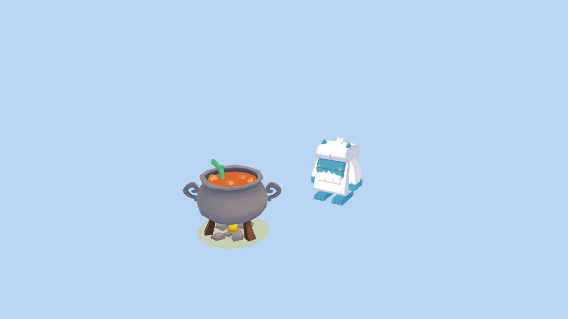A fluffy yeti making some soup - A Yeti And Some Dinner - 3D model by linoys 3d model