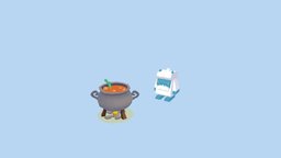 A Yeti And Some Dinner lowpoly, gameasset, characters, creature