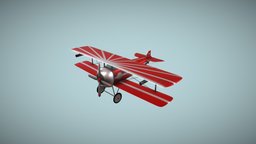 Cartoon-style Biplane biplane, flying, red, cartoony, cartoon-style, flying-vehicle, cartoon, fly, plane, gun