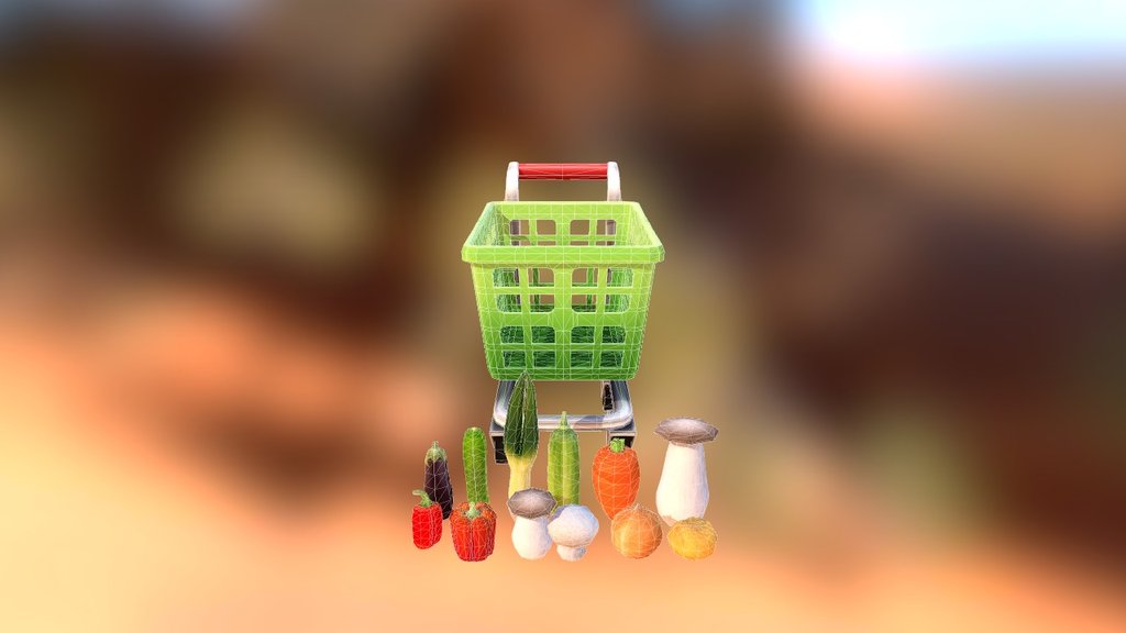 3D Cart Object (Vegetable) - 3D model by layerlab 3d model