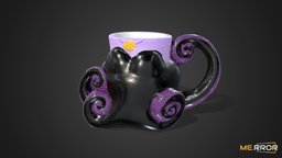 [Game-Ready] Octopus Witch Cup tea, fish, coffee, purple, ar, 3dscanning, living, kitchen, homeware, sea-creature, character, photogrammetry, 3dscan, decoration, cup, sea, noai, purple-octopus, black-octopus